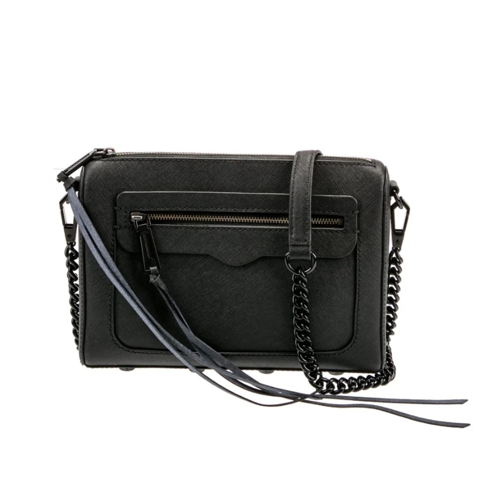 Rebecca Minkoff Black Leather Chain Link Crossbody Bag